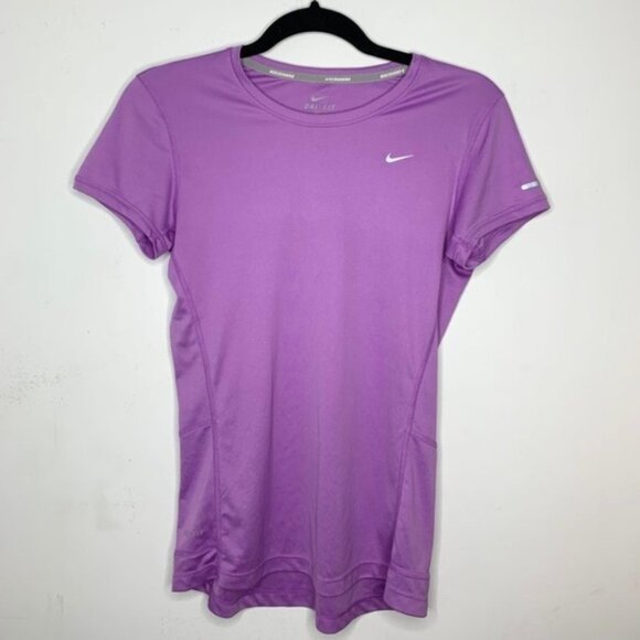 Nike Women's Pro Dri Fit T-Shirt Milner Running Purple Short Sleeve Crew neck - Picture 3 of 13